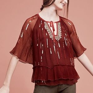 Anthropologie Floreat Canalis Keyhole Blouse